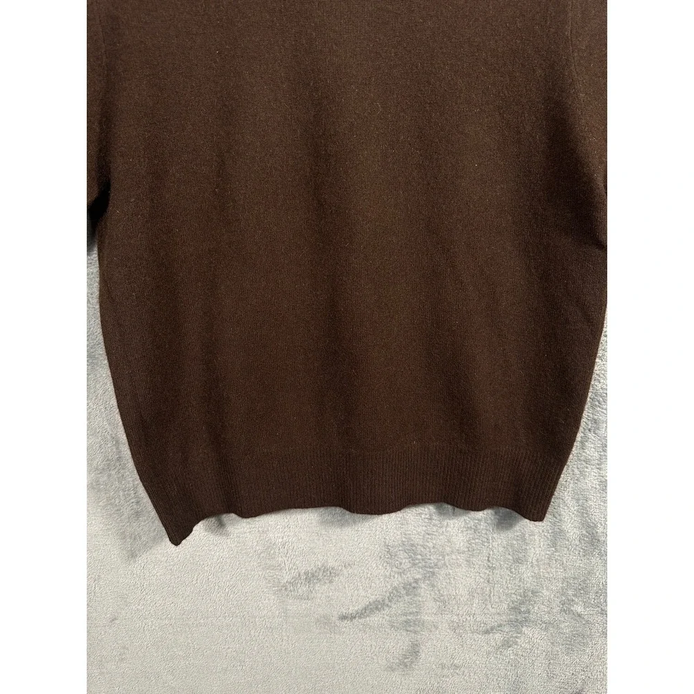 Lord & Taylor 100% Cashmere Sweater Womens L Brown Short Sleeve Crew Neck Knit